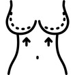 Breast reduction icon. Outline design. For presentation, graphic design, mobile application.