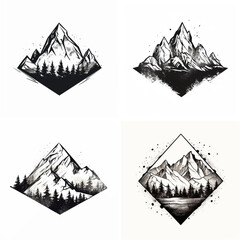 Wall Mural - mountain nature vector travel outdoor design illustration hill rock emblem peak landscape forest 