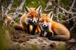 wild baby red foxes cuddling at the beach june 2023 nova scotia canada-