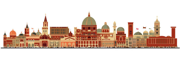 Wall Mural - Florence city panorama, urban landscape with modern buildings. Business travel and travelling of landmarks. Illustration, web background. Skyscraper silhouette. Firenze - Tuscany, Italy