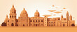 Peru Famous Landmarks Skyline Silhouette Style, Colorful, Cityscape, Travel and Tourist Attraction