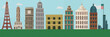 Pisa city panorama, urban landscape with modern buildings. Business travel and travelling of landmarks. Illustration, web background. Skyscraper silhouette. Tuscany, Italy