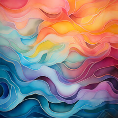 Poster - a pattern that combines the chromatic and fluid qualities of watercolor, forming rippling and dynamic compositions