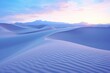 Beautiful White Sand Dunes During Blue Hour in Winter, Sand Ripple Texture and Mountain Views