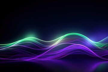 Wall Mural - illustration of abstract background of futuristic corridor with purple and blue neon lights wave speed light