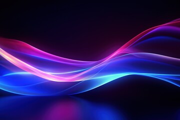 Wall Mural - illustration of abstract background of futuristic corridor with purple and blue neon lights wave spe