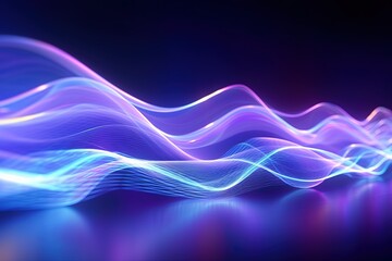 Wall Mural - illustration of abstract background of futuristic corridor with purple and blue neon lights wave speed light