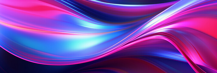 Abstract background of fluid iridescent holographic neon curved wave motion. Colorful gradient design element for backgrounds, banners, posters and wallpapers