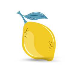 Poster - A hand drawn lemon on isolated white background. A yellow lemon Perfect for textile used in juice concept