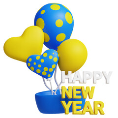 Wall Mural - 3D Happy New Year Balloon Icon