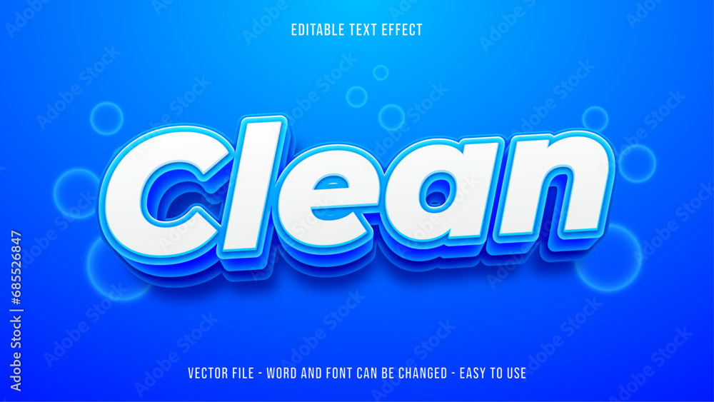Editable clean style text effect, blue text theme Stock Vector | Adobe ...