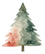 Watercolor minimal Christmas tree isolated.