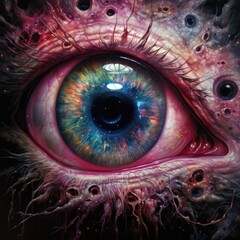 Canvas Print - A close up of a strange eye. Generative AI.