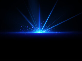 Wall Mural - Glow effect. Blue glowing particles, stars. Vector illustration.	