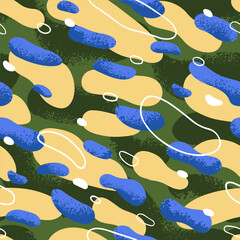 Leinwandbilder - Seamless abstract pattern. Endless background, flowing shapes, fluid elements. Repeating dynamic print design for modern fabric, textile, wrapping, wallpaper. Printable flat vector illustration