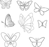 Fototapeta Motyle - set of butterfly,flower, vector, butterfly, pattern, illustration, design, decoration, nature, floral, art, set, leaf, 
