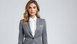 © anmitsu - One stylish and handsome young woman with a successful and confident face wearing a suit and tie isolated on white background