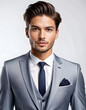 © anmitsu - One stylish and handsome young man with a successful and confident face wearing a suit and tie isolated on white background