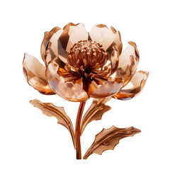 Wall Mural - brown crystal peony flower,brown peony made of crystal isolated on transparent background,transparency 