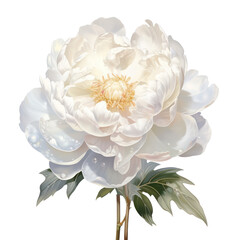 Wall Mural - white crystal peony flower,white flower peony made of crystal isolated on transparent background,transparency 