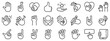 Icon set about hand gestures. Line icons on transparent background with editable stroke.