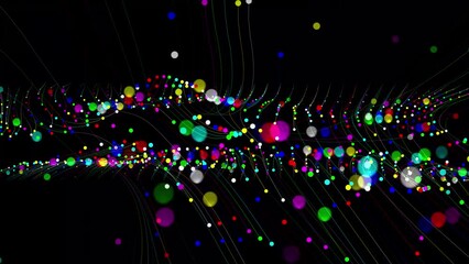 Wall Mural - Colorful bokeh particles motion graphics with plain black background