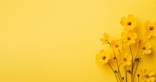Illustration Of Yellow Flowers On Yellow Background. Created With Generative AI	
