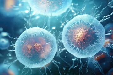 Wall Mural - Cell division during mitosis under a microscope