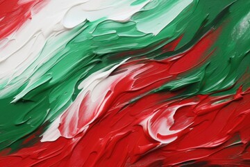 Banner with abstract art, mixed red with green and white oil paint color