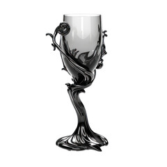 Wall Mural - black fantasy glass of wine,luxury black wine glass isolated on transparent background,transparency 