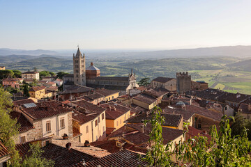 Wall Mural - Massa Marittima old town and San Cerbone Duomo cathedral. Tuscany, Italy.