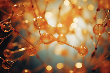 Fototapete - Abstract representation of molecules or particles merging and fusing, creating a visually intricate and science-inspired composition.