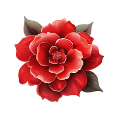 Wall Mural - red flower with leaves png