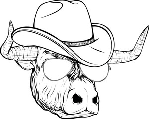 Poster - black and white of cow head design