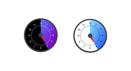 Clock dial icons. Flat, color, round clock dial, timer icons. Vector icons