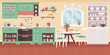 © robu_s - Kitchen vector illustration. The kitchen interior reflects personal style, making daily living visual pleasure Culinary creativity blossoms in kitchen adorned with stylish decor and utensils