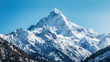 © Shades3d - Snow-covered mountain against a blue sky. Generative Ai