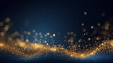 Fototapeta Młodzieżowe - abstract background with Dark blue and gold particle. Christmas Golden light shine particles bokeh on navy blue background. Gold foil texture. Holiday concept