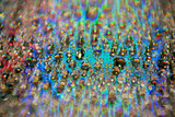 Fototapeta Tęcza - Krople wody na płycie CD, tekstura