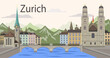 Zurich cityscape with landmarks