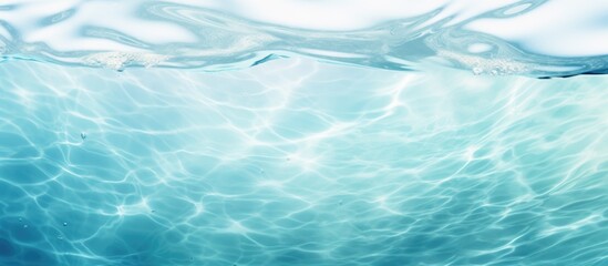 water wave underwater blue ocean swimming pool wide panorama background sandy sea bottom isolated on white background