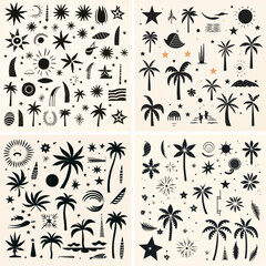 vector summer nature tropics leaf palm illustration beach tree set travel plant exotic icon design