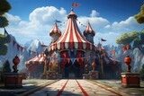 Fototapeta  - circus tent background with flags
