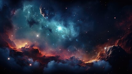 Wall Mural - celestial abstract scene with nebula and stars