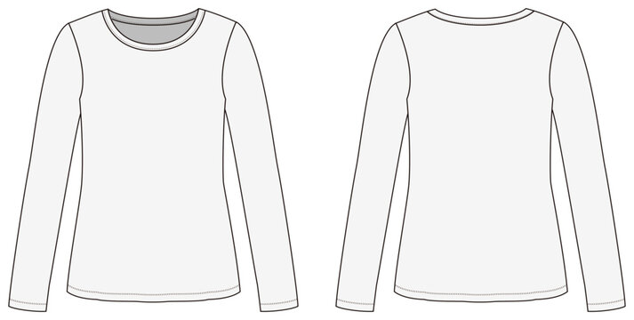 women's active long sleeve top, Fashion Flat Sketch Vector Illustration, CAD, Technical Drawing, Flat Drawing, Template, Mockup. 