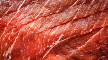 Wall Mural - Close-up of fresh raw red beef meat steak structure. Food background. Generative AI