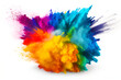 © natalystudio - abstract color powder explosion on white background. Generated AI