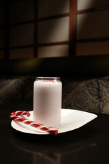 Wall Mural - Peppermint Candy Cane Ice Milkshake. Christmas sweet cold drink