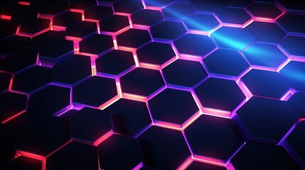 Poster - Neon Hexagons Background