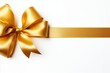 © Andrei - Golden ribbon bow for birthday or christmas banner, isolated on white background with copy space